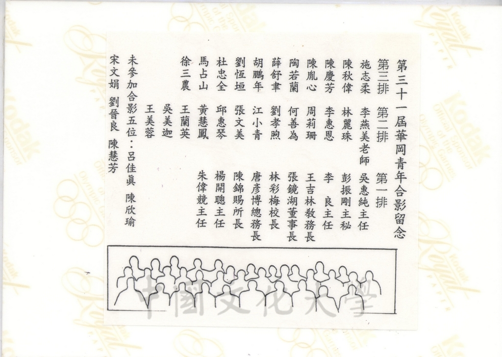 1996年6月14日中國文化大學第31屆華岡青年暨評審師長合影留念的圖檔，第2張，共2張
