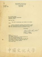 1948年5月7日Daniel B. Kimball致張其昀函的圖片