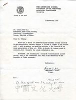 1975年2月25日耶密士致張其昀函 - 對獲頒名譽哲士表示感謝的圖片