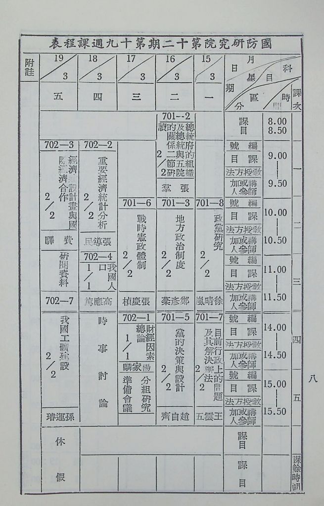 國防研究院第十二期第七課程「國情分析」實施計畫綱要的圖檔，第7張，共16張