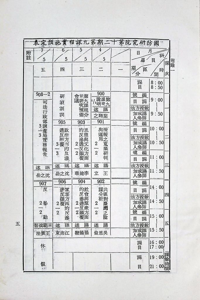 國防研究院第十二期第九課程「情報反情報」實施計畫綱要的圖檔，第6張，共9張