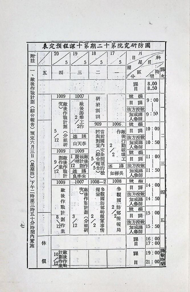 國防研究院第十二期第十課程「大陸革命與敵後作戰」實施計畫綱要的圖檔，第8張，共10張