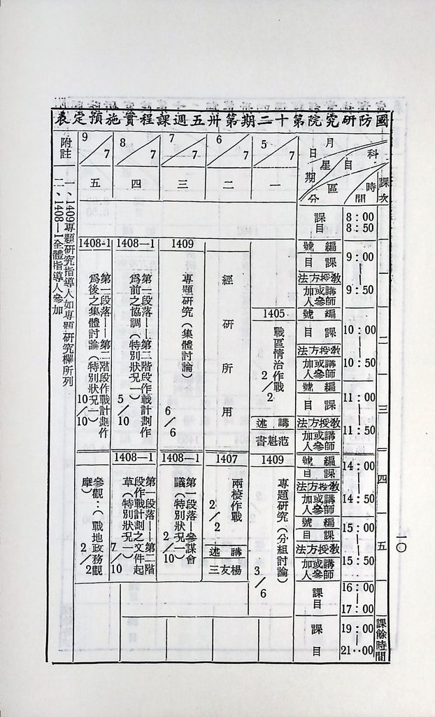 國防研究院第十二期第十四課程「戰區作戰與戰地政務」實施計畫綱要的圖檔，第11張，共15張