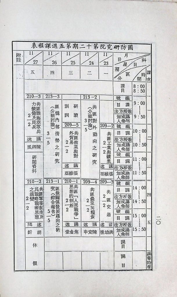 國防研究院第十二期第二課程「敵情研究」實施計畫綱要的圖檔，第21張，共27張