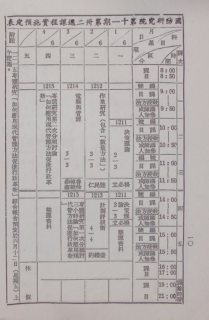 國防研究院第十一期第十二課程「現代行政管理」實施計畫綱要的圖檔，第9張，共9張