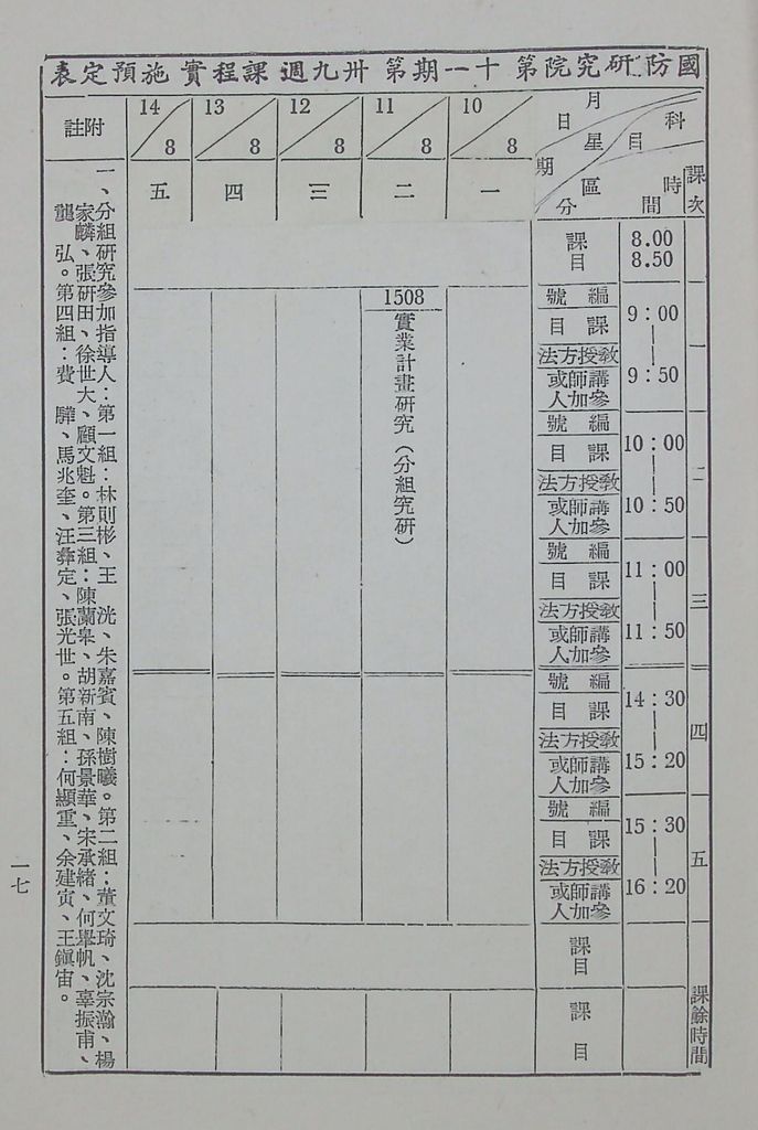 國防研究院第十一期第十五課程(甲)「實業計畫研究」實施計畫綱要的圖檔，第18張，共19張