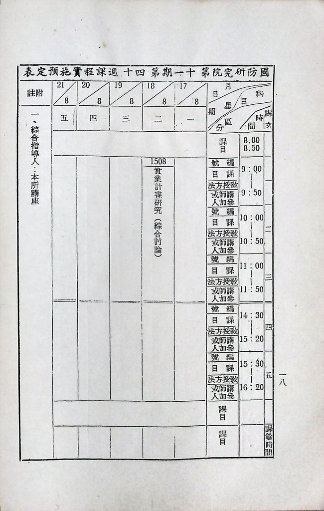 國防研究院第十一期第十五課程(甲)「實業計畫研究」實施計畫綱要的圖檔，第19張，共23張