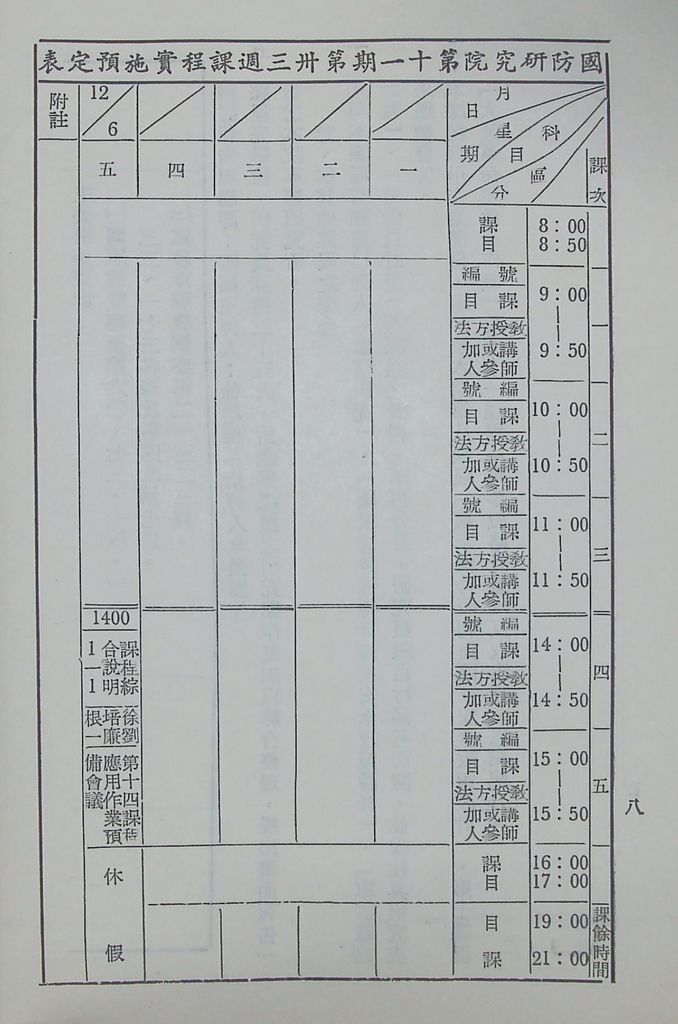 國防研究院第十一期第十四課程「戰區作戰與戰地政務」實施計畫綱要的圖檔，第9張，共12張