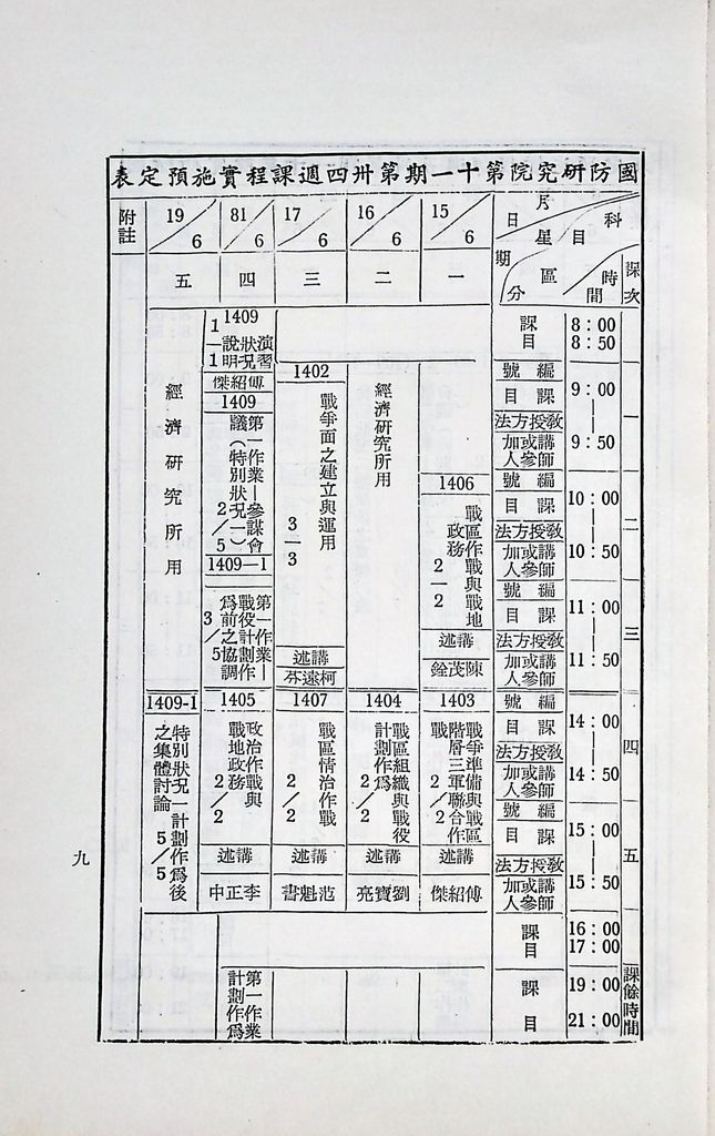 國防研究院第十一期第十四課程「戰區作戰與戰地政務」實施計畫綱要的圖檔，第10張，共12張