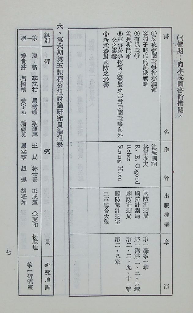 國防研究院第六期第五課程「新武器與現代戰爭」實施計劃綱要的圖檔，第8張，共12張