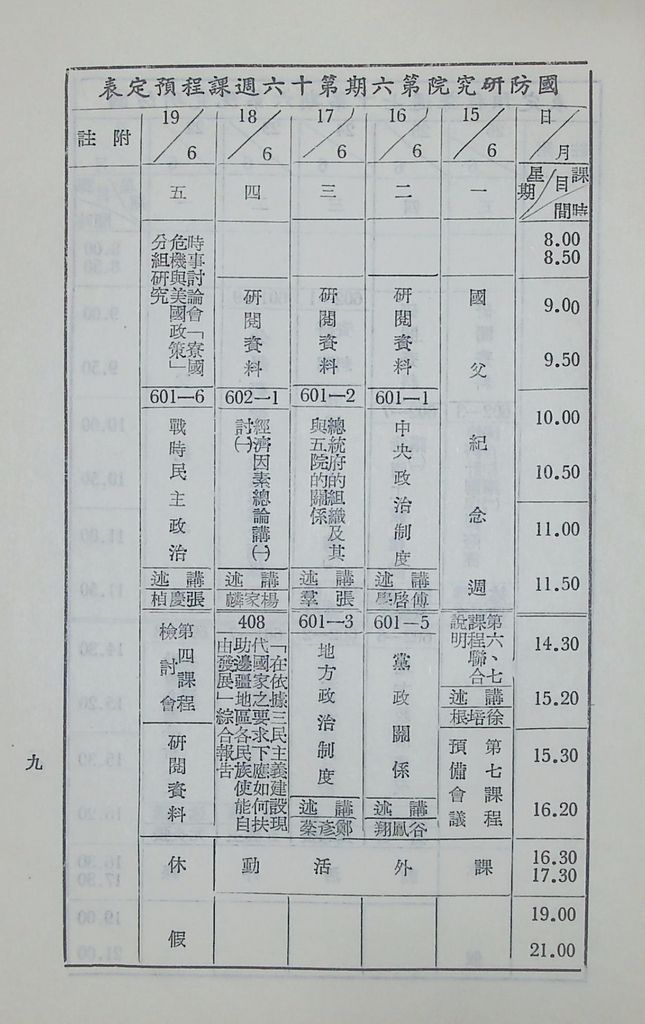 國防研究院第六期第六課程「國情分析」實施計劃綱要的圖檔，第10張，共14張