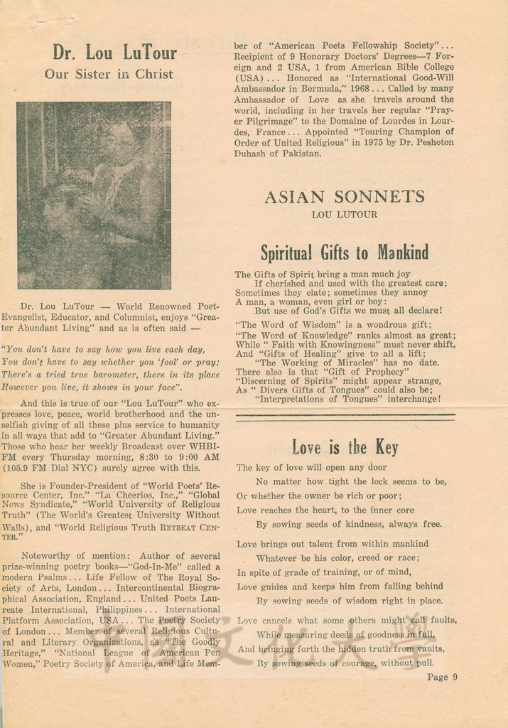 Dr. Lou LuTour. Our Sister in Christ.的圖檔，第1張，共1張